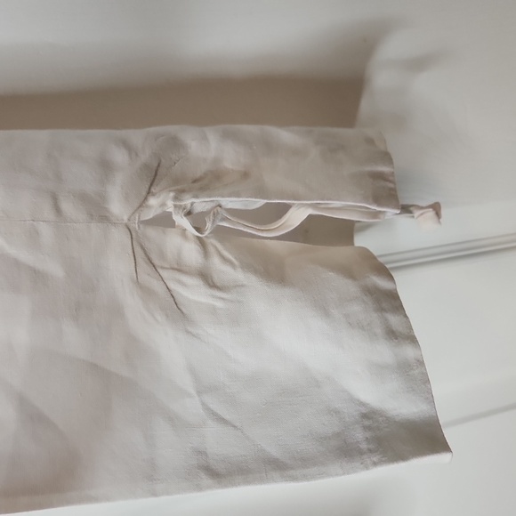 Ann Taylor Loft lined white linen capris split tie hem - Picture 2 of 5